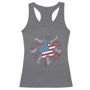 Funny 4th of July Fireworks Foxtrot Delta Tango Racerback Tank Top TS11 Charcoal Print Your Wear
