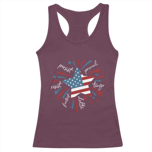 Funny 4th of July Fireworks Foxtrot Delta Tango Racerback Tank Top TS11 Maroon Print Your Wear