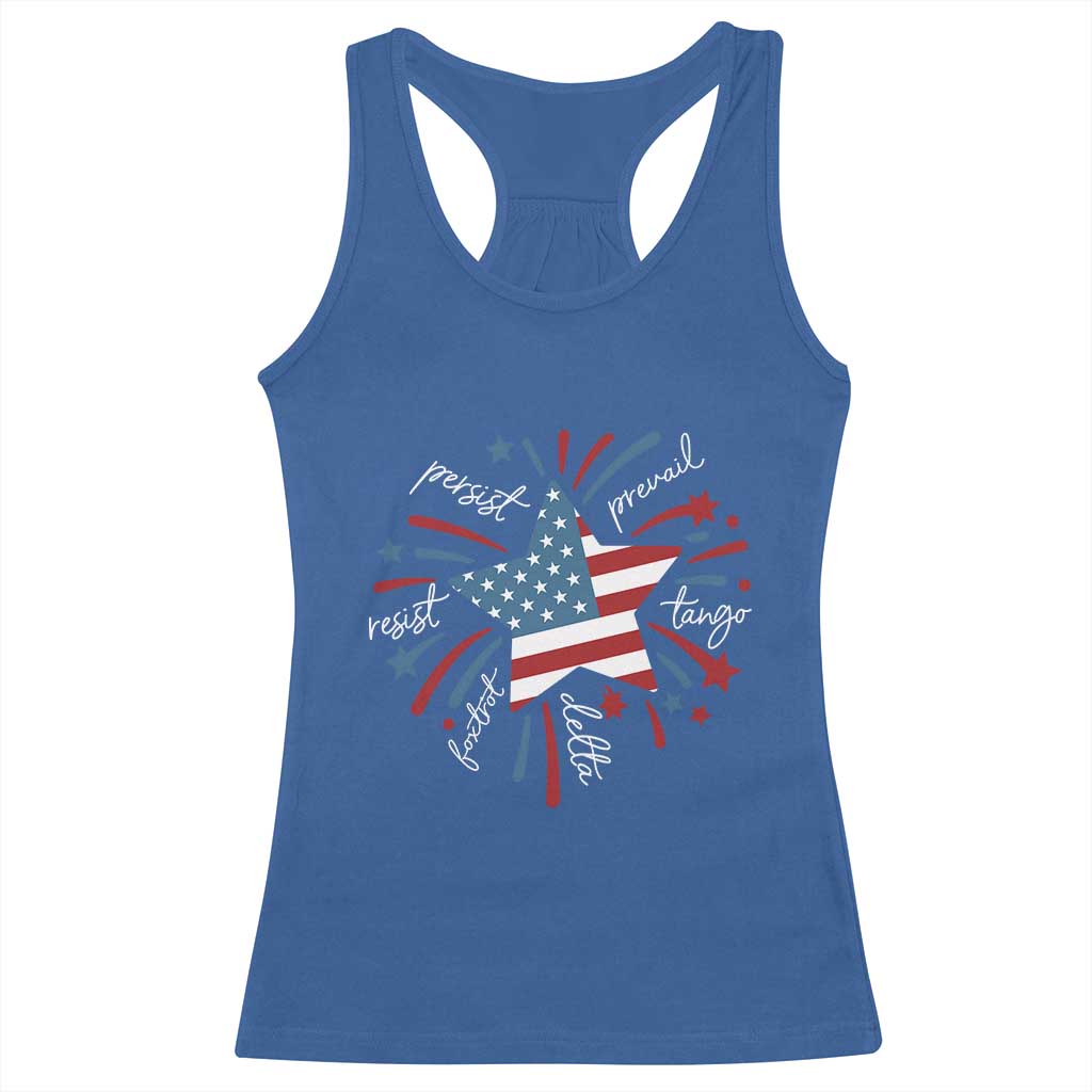 Funny 4th of July Fireworks Foxtrot Delta Tango Racerback Tank Top TS11 Royal Blue Print Your Wear