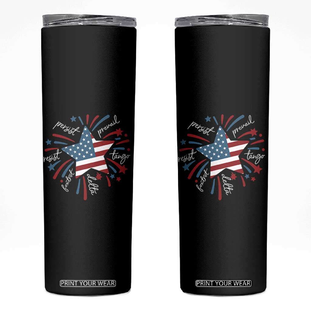 Funny 4th of July Fireworks Foxtrot Delta Tango Skinny Tumbler TS11 Black Print Your Wear