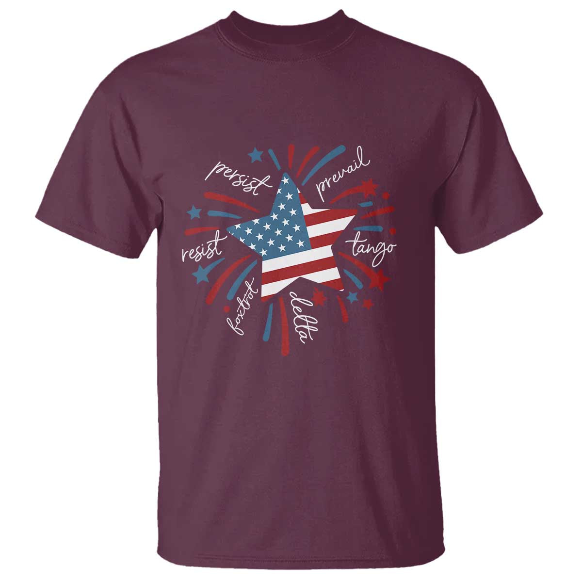 Funny 4th of July Fireworks Foxtrot Delta Tango T Shirt TS11 Maroon Print Your Wear