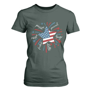 Funny 4th of July Fireworks Foxtrot Delta Tango T Shirt For Women TS11 Dark Forest Green Print Your Wear