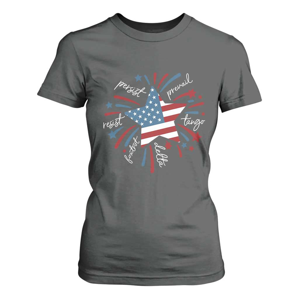 Funny 4th of July Fireworks Foxtrot Delta Tango T Shirt For Women TS11 Dark Heather Print Your Wear