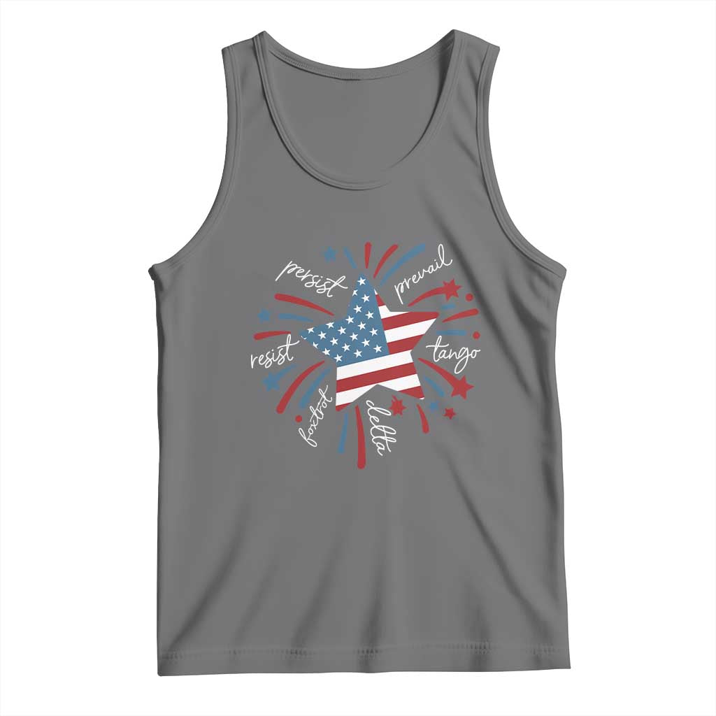 Funny 4th of July Fireworks Foxtrot Delta Tango Tank Top TS11 Black Heather Print Your Wear