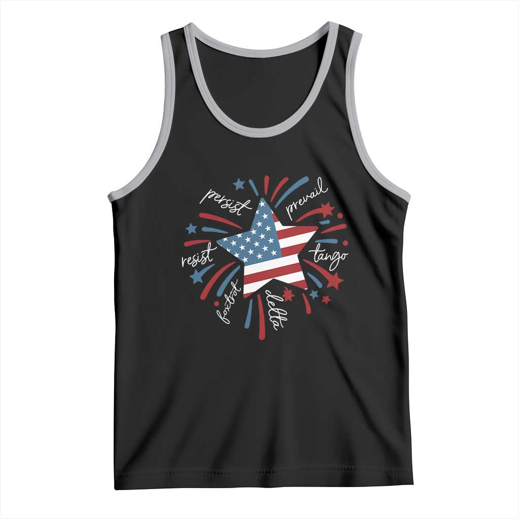 Funny 4th of July Fireworks Foxtrot Delta Tango Tank Top TS11 Black Athletic Heather Print Your Wear