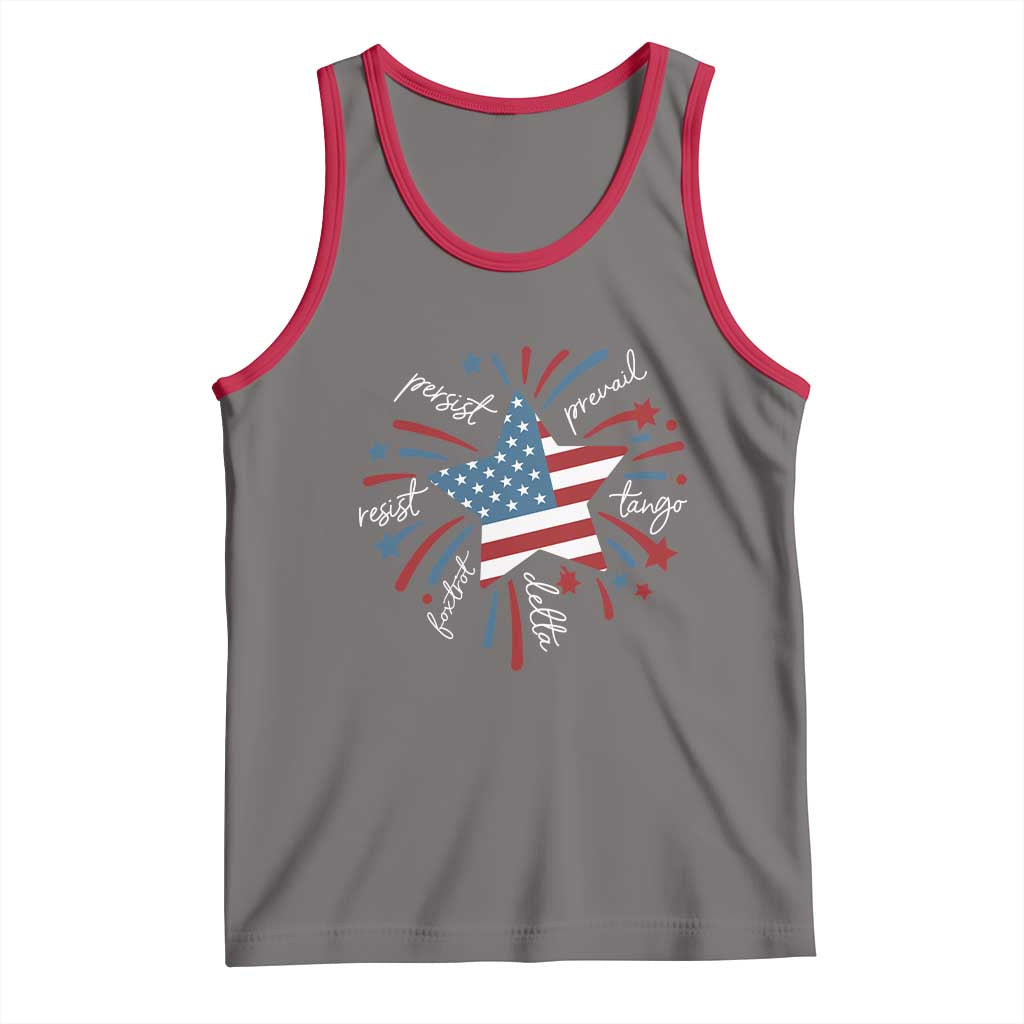 Funny 4th of July Fireworks Foxtrot Delta Tango Tank Top TS11 Deep Heather Red Print Your Wear