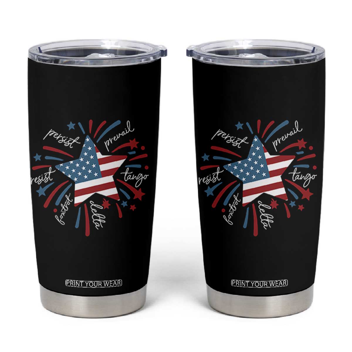 Funny 4th of July Fireworks Foxtrot Delta Tango Tumbler Cup TS11 Black Print Your Wear