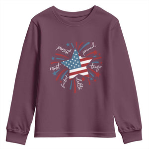 Funny 4th of July Fireworks Foxtrot Delta Tango Youth Sweatshirt TS11 Maroon Print Your Wear