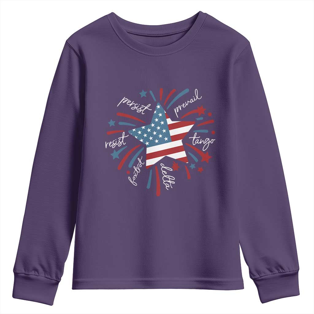 Funny 4th of July Fireworks Foxtrot Delta Tango Youth Sweatshirt TS11 Purple Print Your Wear