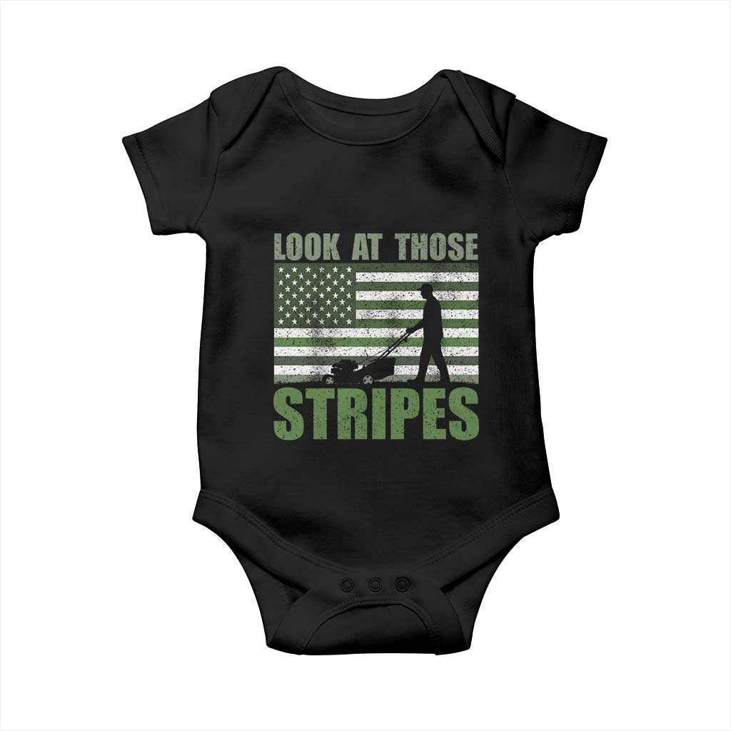Funny Gardening Lawn Mower Baby Onesie Look At Those Stripes American Flag TS11 Black Print Your Wear