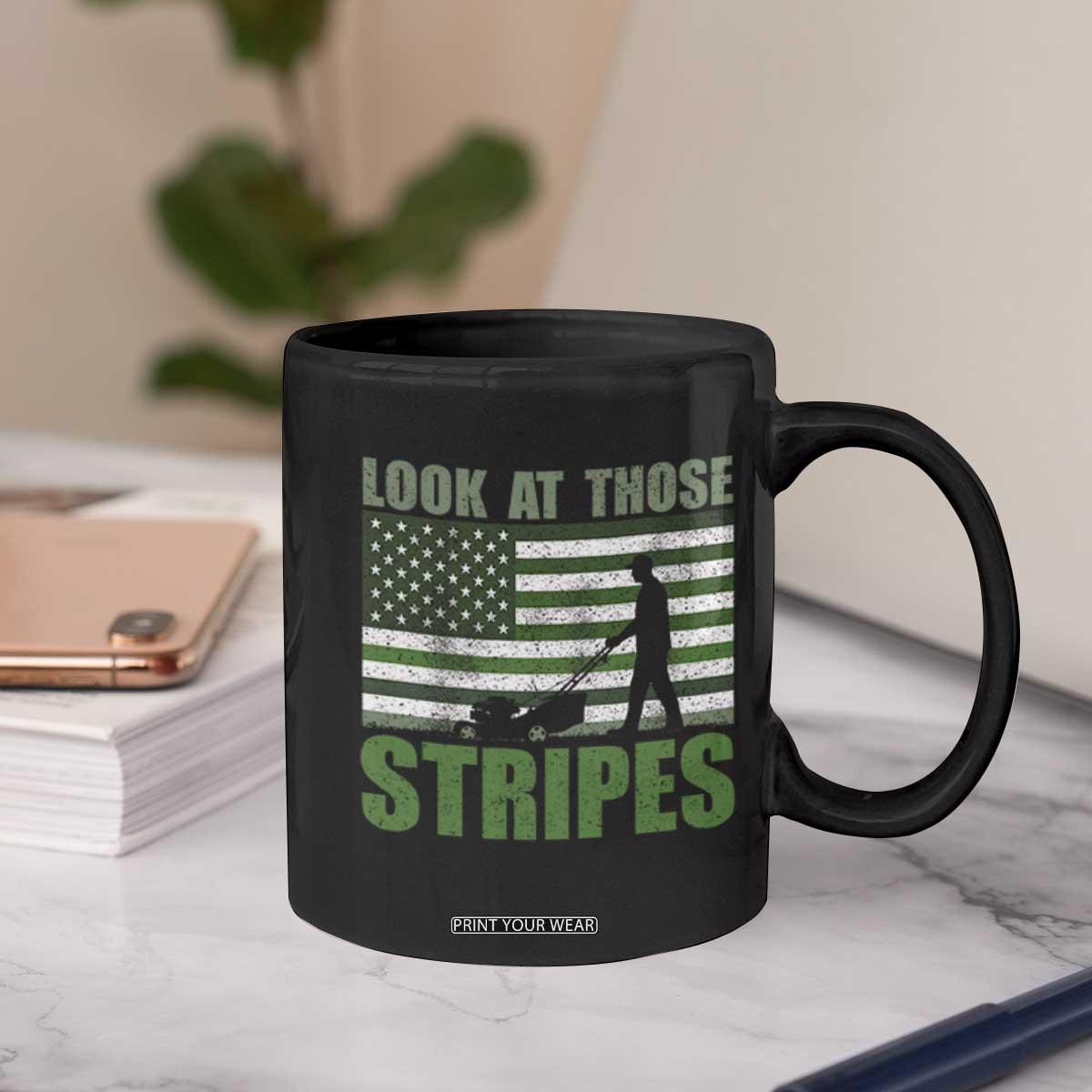 Funny Gardening Lawn Mower Coffee Mug Look At Those Stripes American Flag TS11 Print Your Wear