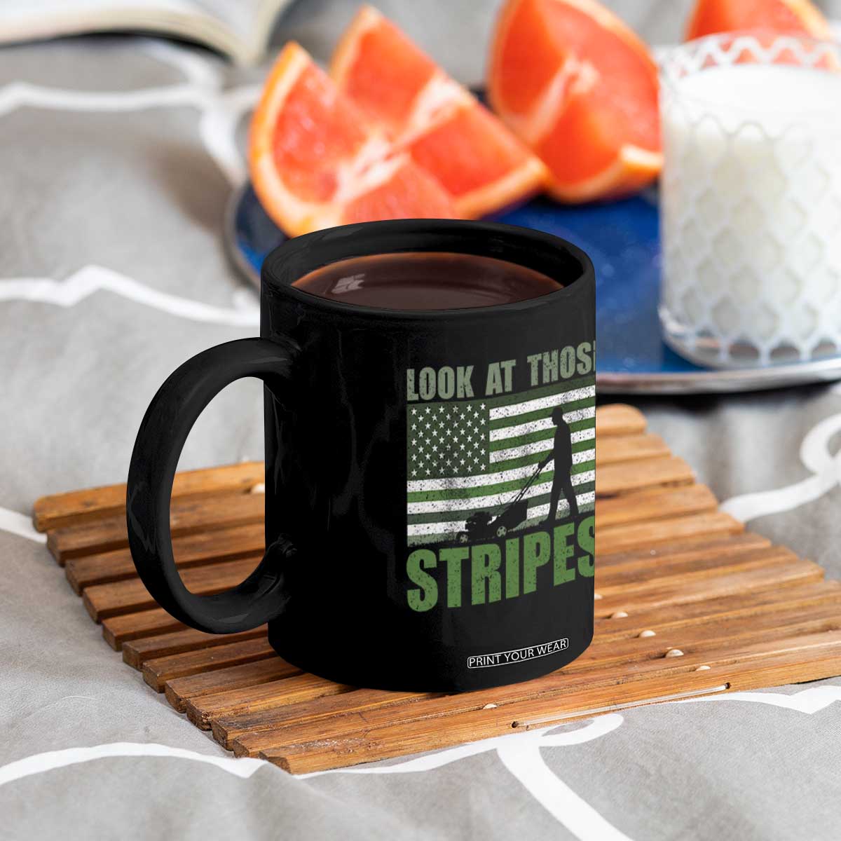 Funny Gardening Lawn Mower Coffee Mug Look At Those Stripes American Flag TS11 Print Your Wear