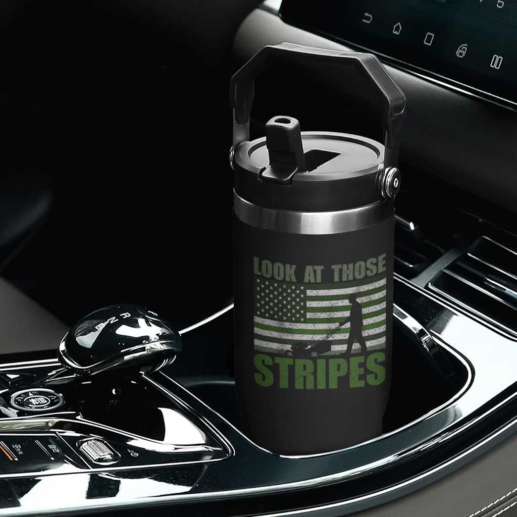 Funny Gardening Lawn Mower Flip Straw Tumbler Look At Those Stripes American Flag TS11 Print Your Wear