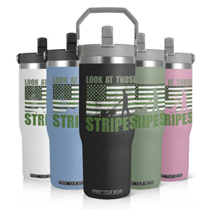 Funny Gardening Lawn Mower Flip Straw Tumbler Look At Those Stripes American Flag TS11 Print Your Wear