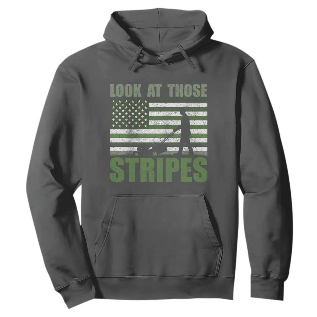 Funny Gardening Lawn Mower Hoodie Look At Those Stripes American Flag TS11 Dark Heather Print Your Wear