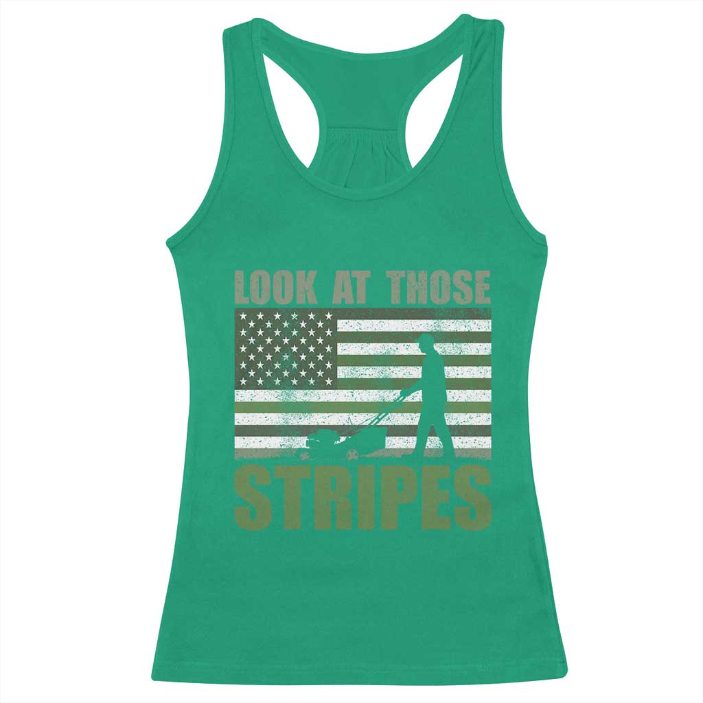 Funny Gardening Lawn Mower Racerback Tank Top Look At Those Stripes American Flag TS11 Irish Green Print Your Wear