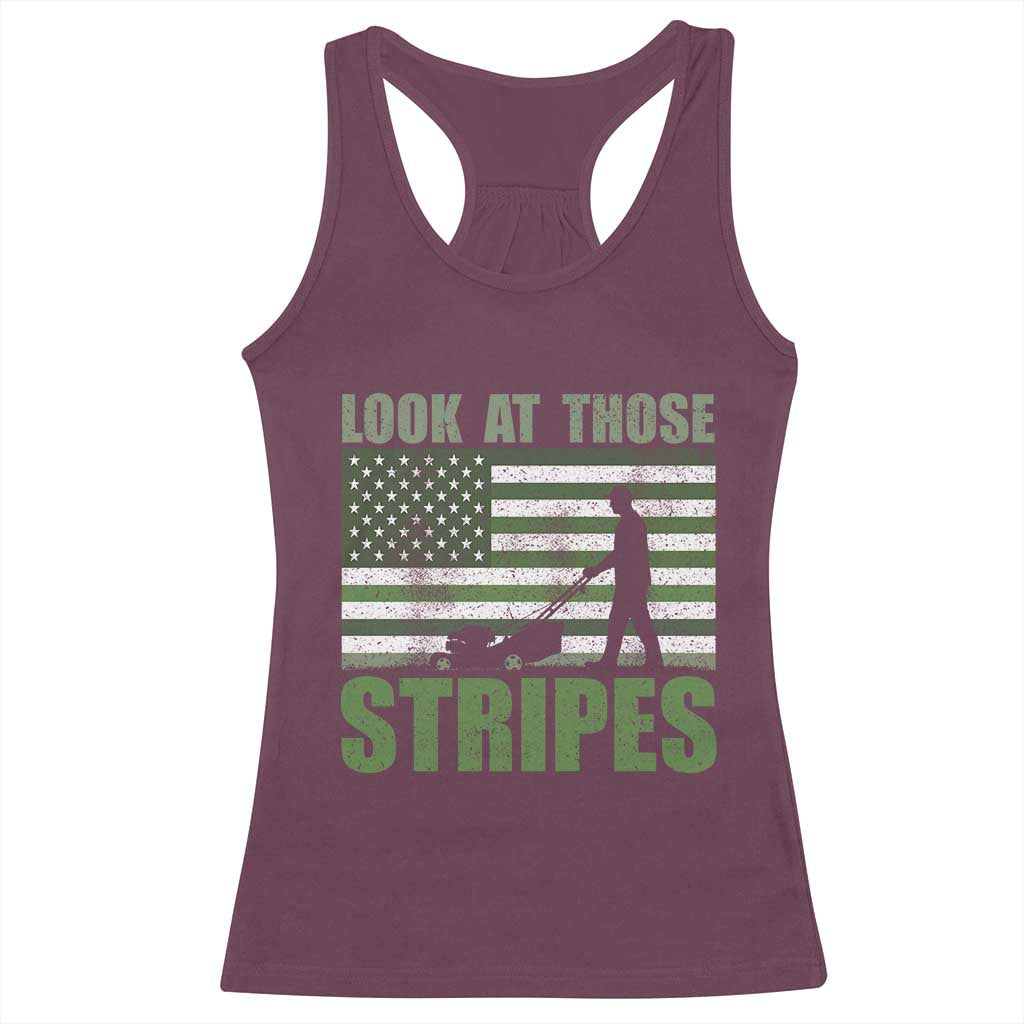Funny Gardening Lawn Mower Racerback Tank Top Look At Those Stripes American Flag TS11 Maroon Print Your Wear