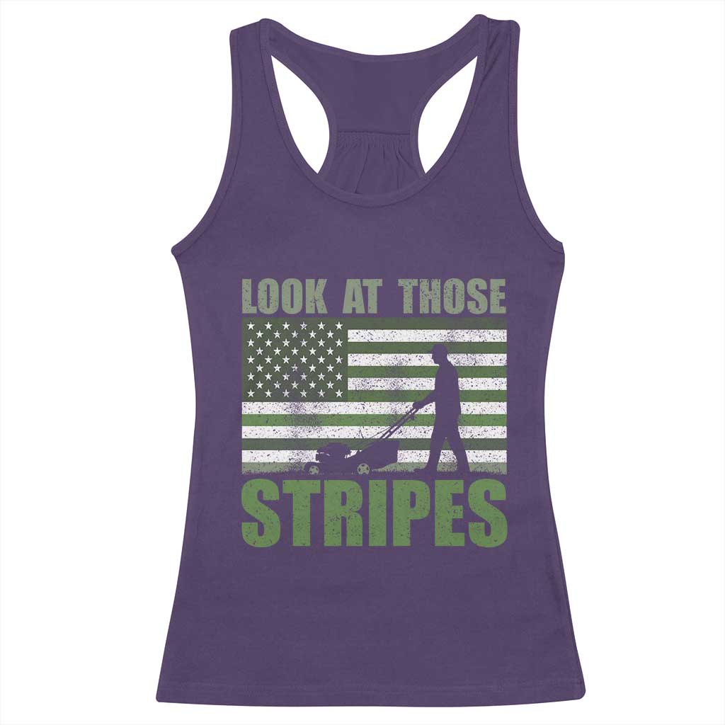 Funny Gardening Lawn Mower Racerback Tank Top Look At Those Stripes American Flag TS11 Purple Print Your Wear