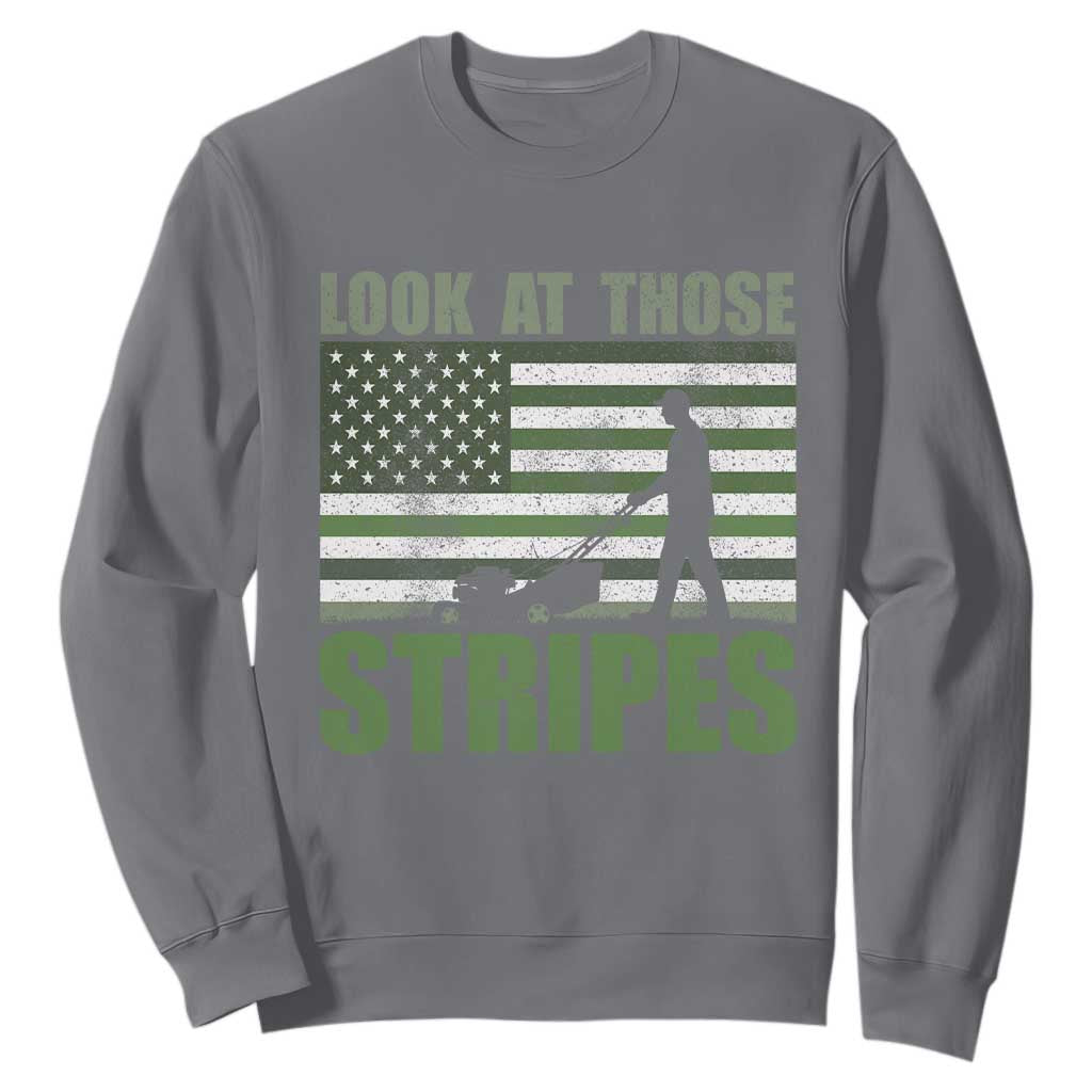 Funny Gardening Lawn Mower Sweatshirt Look At Those Stripes American Flag TS11 Charcoal Print Your Wear