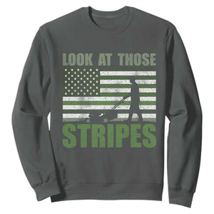 Funny Gardening Lawn Mower Sweatshirt Look At Those Stripes American Flag TS11 Dark Heather Print Your Wear