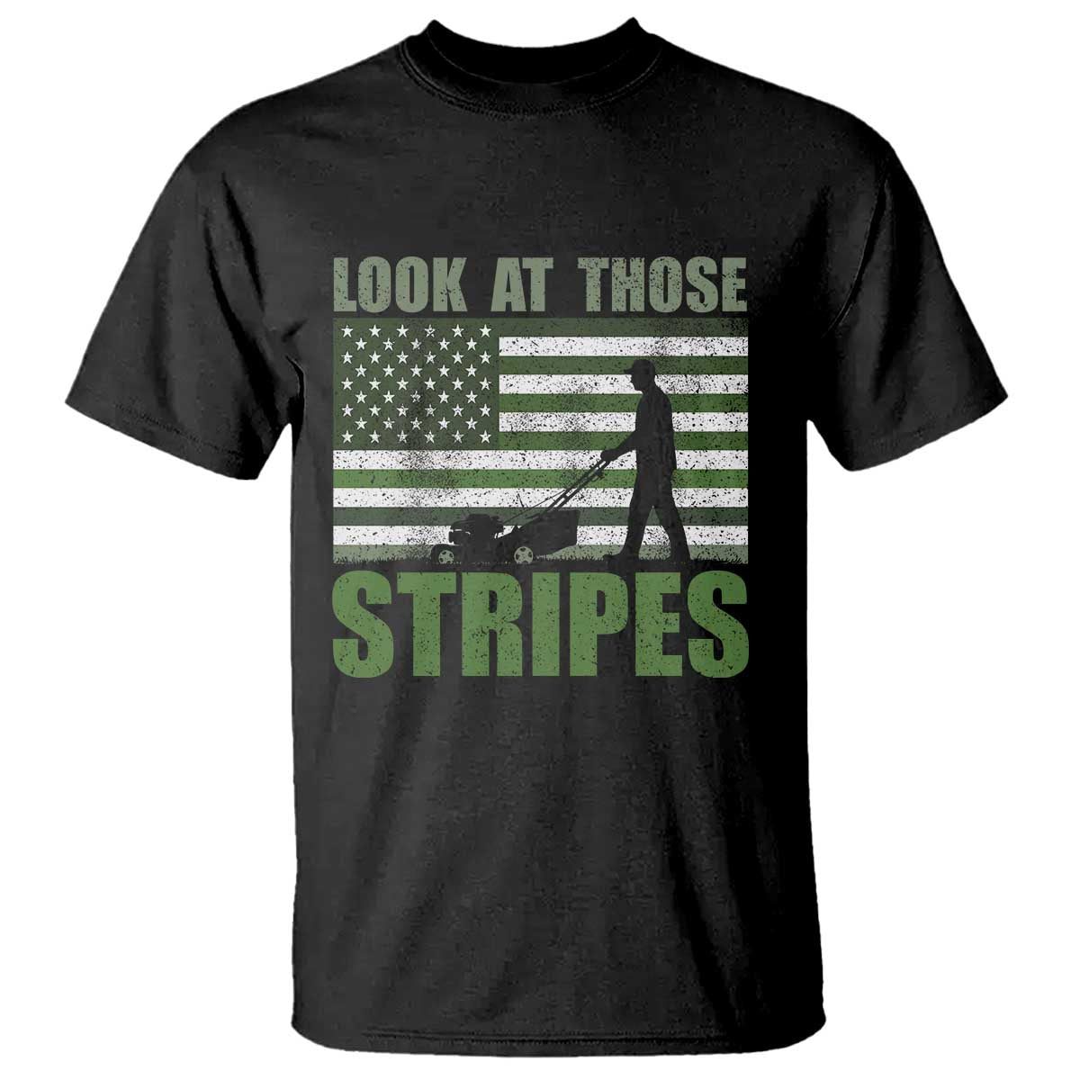 Funny Gardening Lawn Mower T Shirt Look At Those Stripes American Flag TS11 Black Print Your Wear