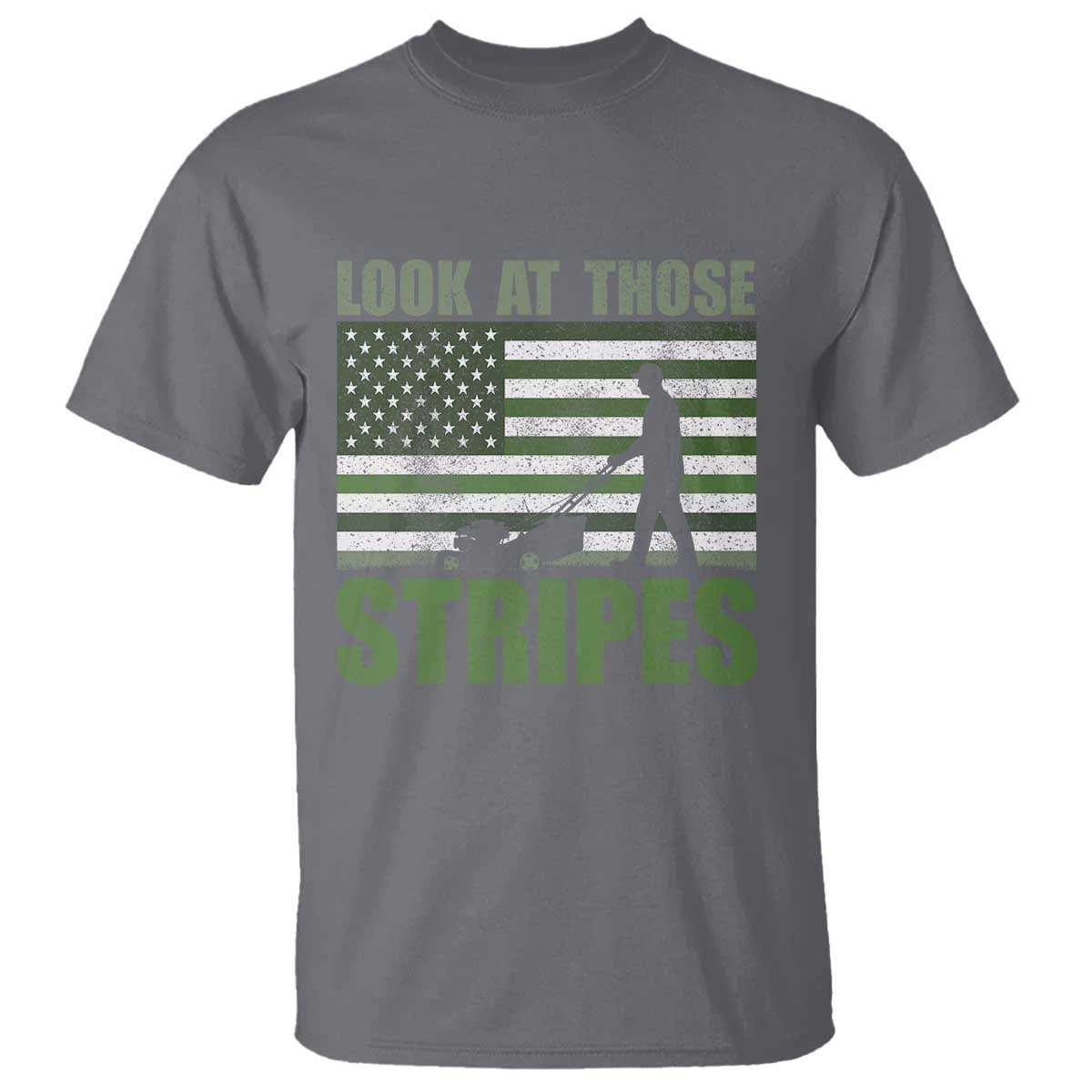 Funny Gardening Lawn Mower T Shirt Look At Those Stripes American Flag TS11 Charcoal Print Your Wear