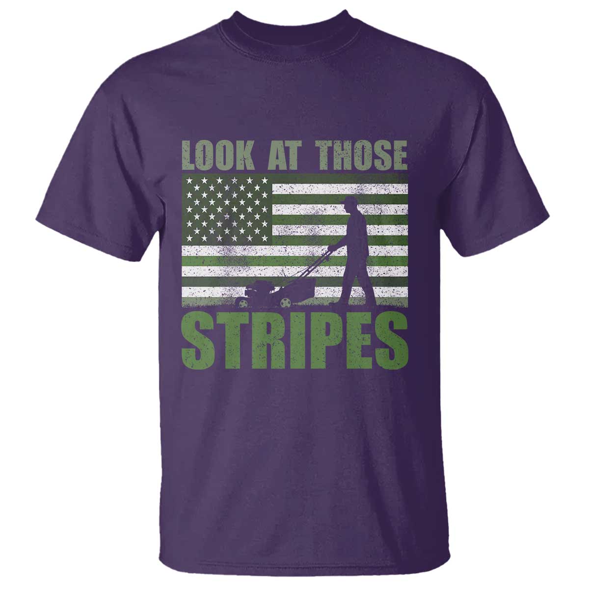 Funny Gardening Lawn Mower T Shirt Look At Those Stripes American Flag TS11 Purple Print Your Wear