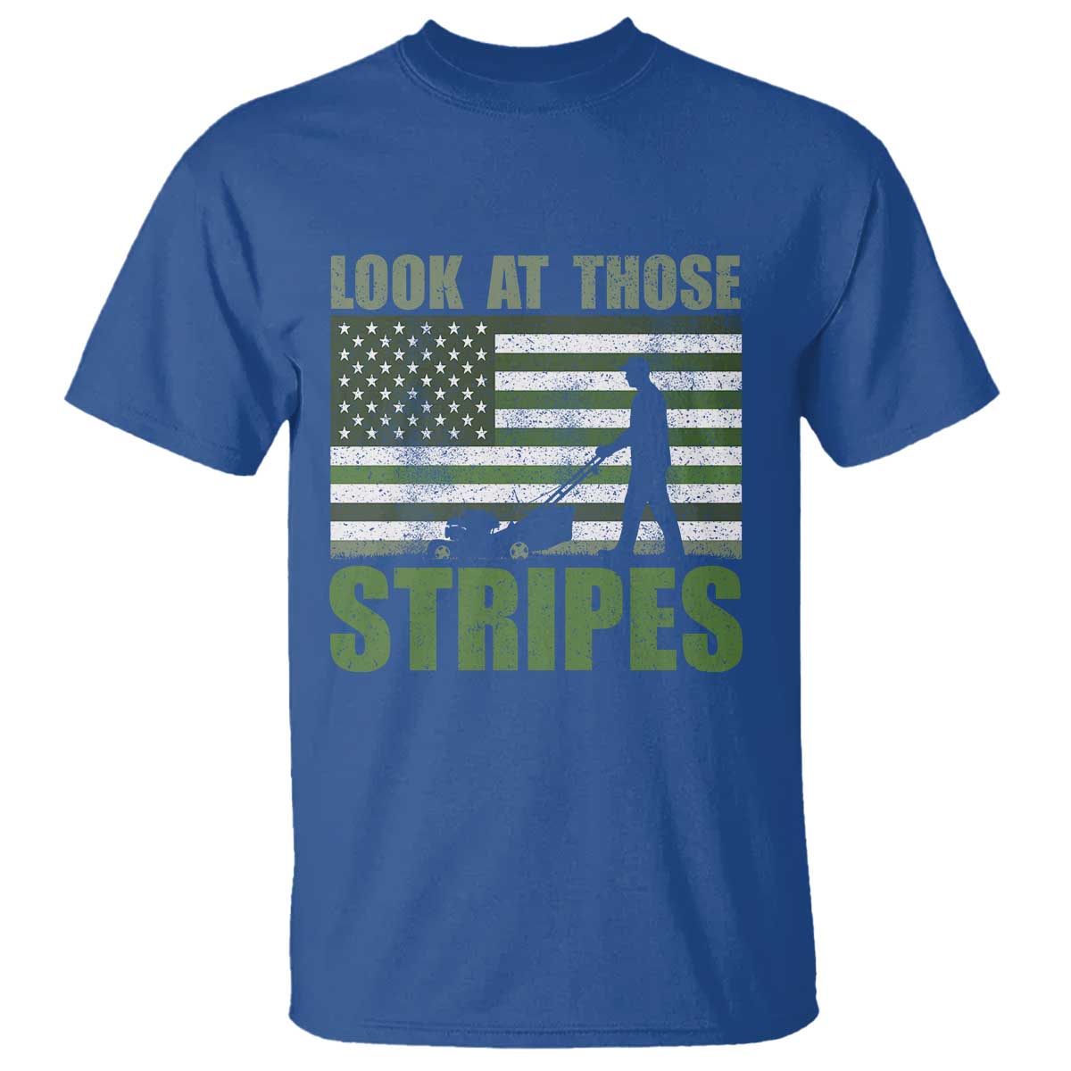 Funny Gardening Lawn Mower T Shirt Look At Those Stripes American Flag TS11 Royal Blue Print Your Wear
