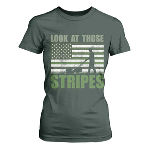 Funny Gardening Lawn Mower T Shirt For Women Look At Those Stripes American Flag TS11 Dark Forest Green Print Your Wear