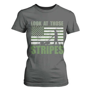 Funny Gardening Lawn Mower T Shirt For Women Look At Those Stripes American Flag TS11 Dark Heather Print Your Wear
