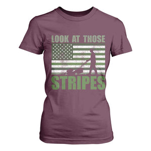 Funny Gardening Lawn Mower T Shirt For Women Look At Those Stripes American Flag TS11 Maroon Print Your Wear