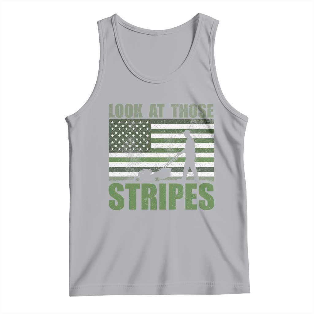 Funny Gardening Lawn Mower Tank Top Look At Those Stripes American Flag TS11 Athletic Heather Print Your Wear