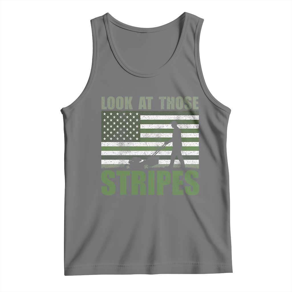 Funny Gardening Lawn Mower Tank Top Look At Those Stripes American Flag TS11 Black Heather Print Your Wear