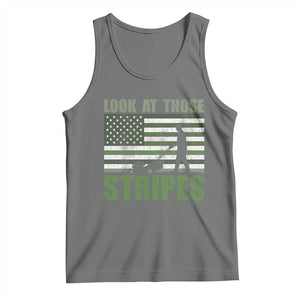 Funny Gardening Lawn Mower Tank Top Look At Those Stripes American Flag TS11 Black Heather Print Your Wear