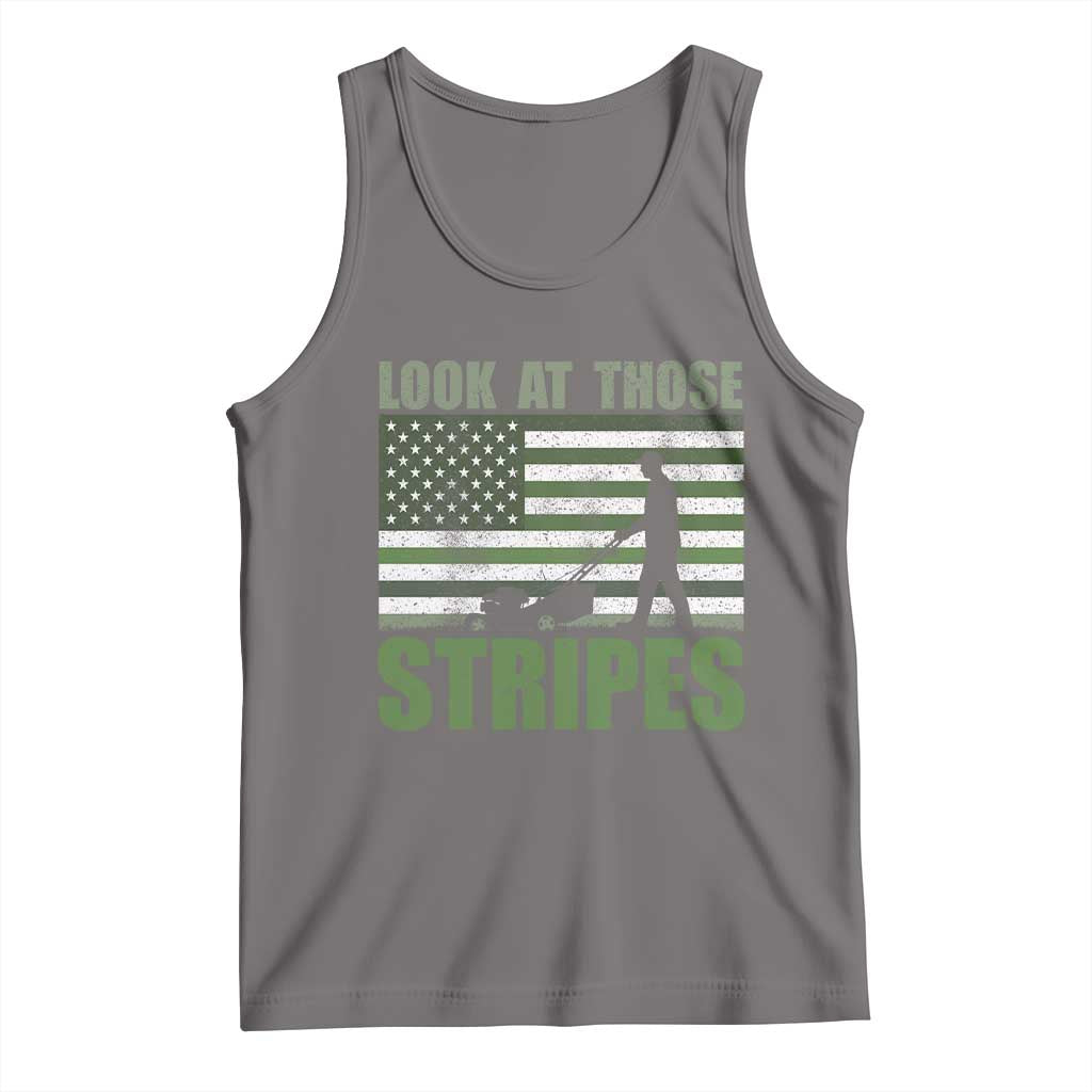 Funny Gardening Lawn Mower Tank Top Look At Those Stripes American Flag TS11 Deep Heather Print Your Wear