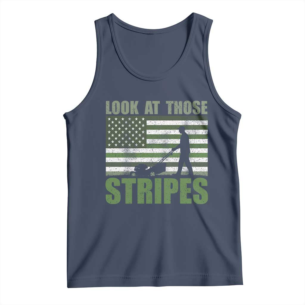 Funny Gardening Lawn Mower Tank Top Look At Those Stripes American Flag TS11 Navy Print Your Wear