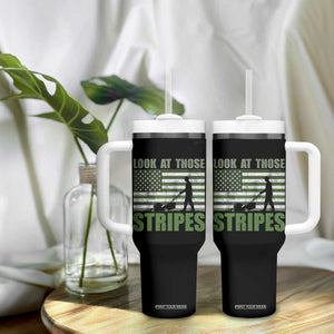 Funny Gardening Lawn Mower Tumbler With Handle Look At Those Stripes American Flag TS11 Print Your Wear