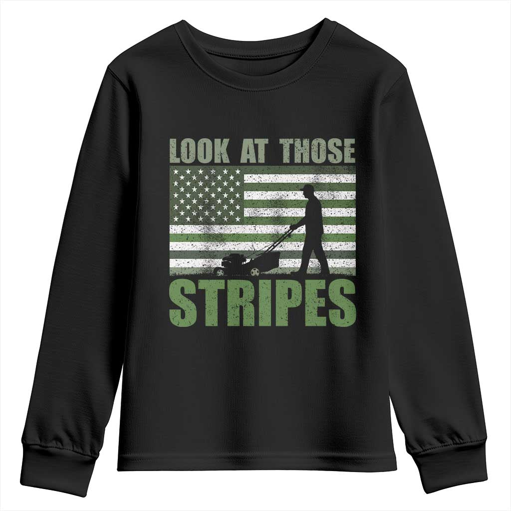 Funny Gardening Lawn Mower Youth Sweatshirt Look At Those Stripes American Flag TS11 Black Print Your Wear