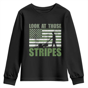 Funny Gardening Lawn Mower Youth Sweatshirt Look At Those Stripes American Flag TS11 Black Print Your Wear