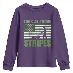 Funny Gardening Lawn Mower Youth Sweatshirt Look At Those Stripes American Flag TS11 Purple Print Your Wear