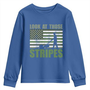 Funny Gardening Lawn Mower Youth Sweatshirt Look At Those Stripes American Flag TS11 Royal Blue Print Your Wear