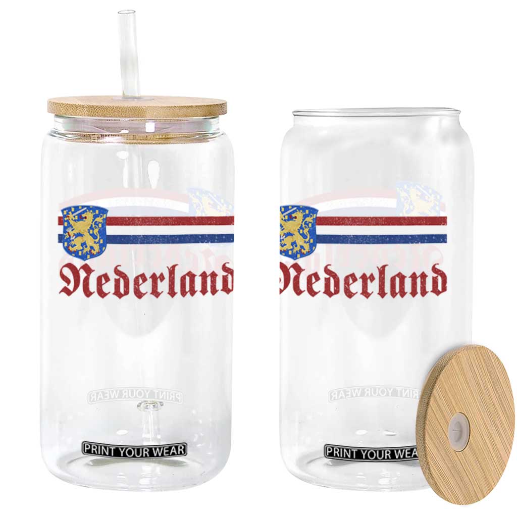 Nederland Holland Emblem Lion Vintage Dutch Flag Glass Can
