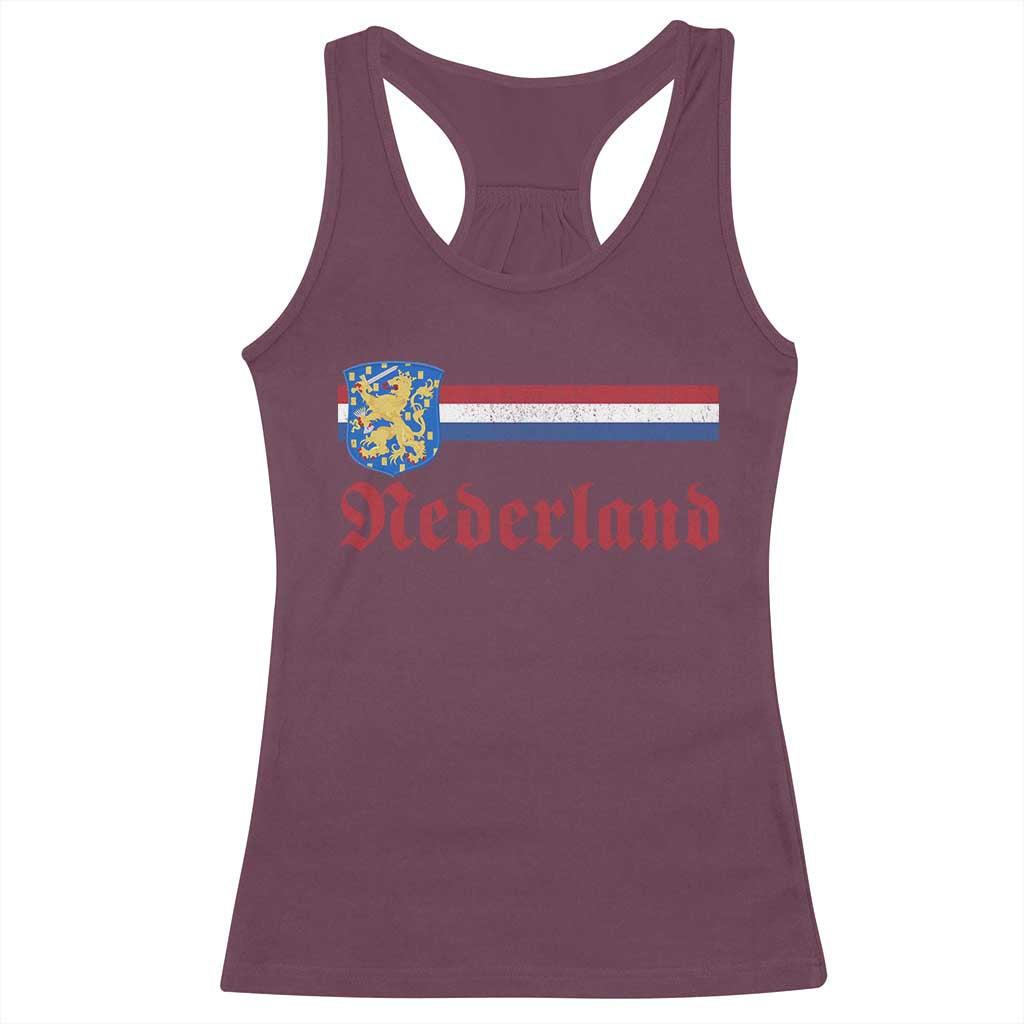 Nederland Holland Emblem Lion Vintage Dutch Flag Racerback Tank Top