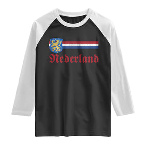 Nederland Holland Emblem Lion Vintage Dutch Flag Raglan Shirt