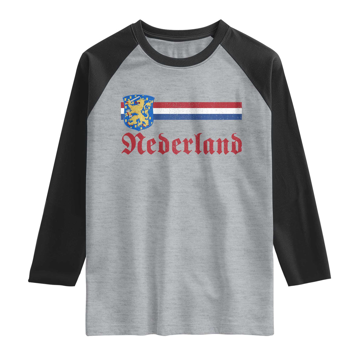 Nederland Holland Emblem Lion Vintage Dutch Flag Raglan Shirt
