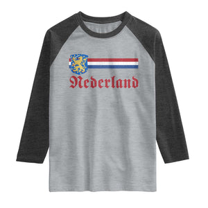 Nederland Holland Emblem Lion Vintage Dutch Flag Raglan Shirt