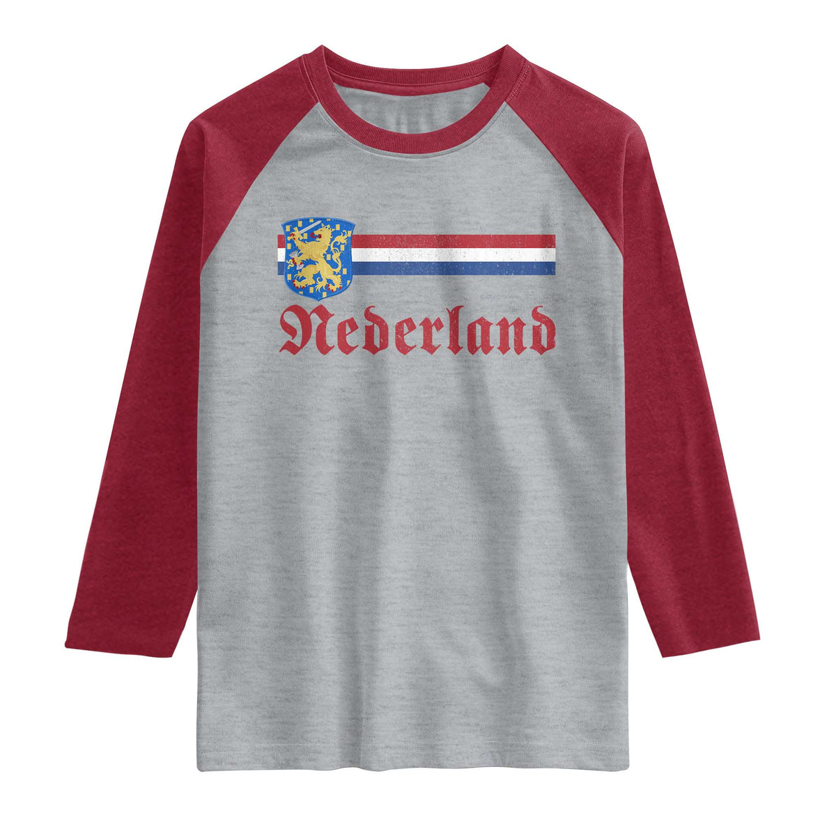 Nederland Holland Emblem Lion Vintage Dutch Flag Raglan Shirt