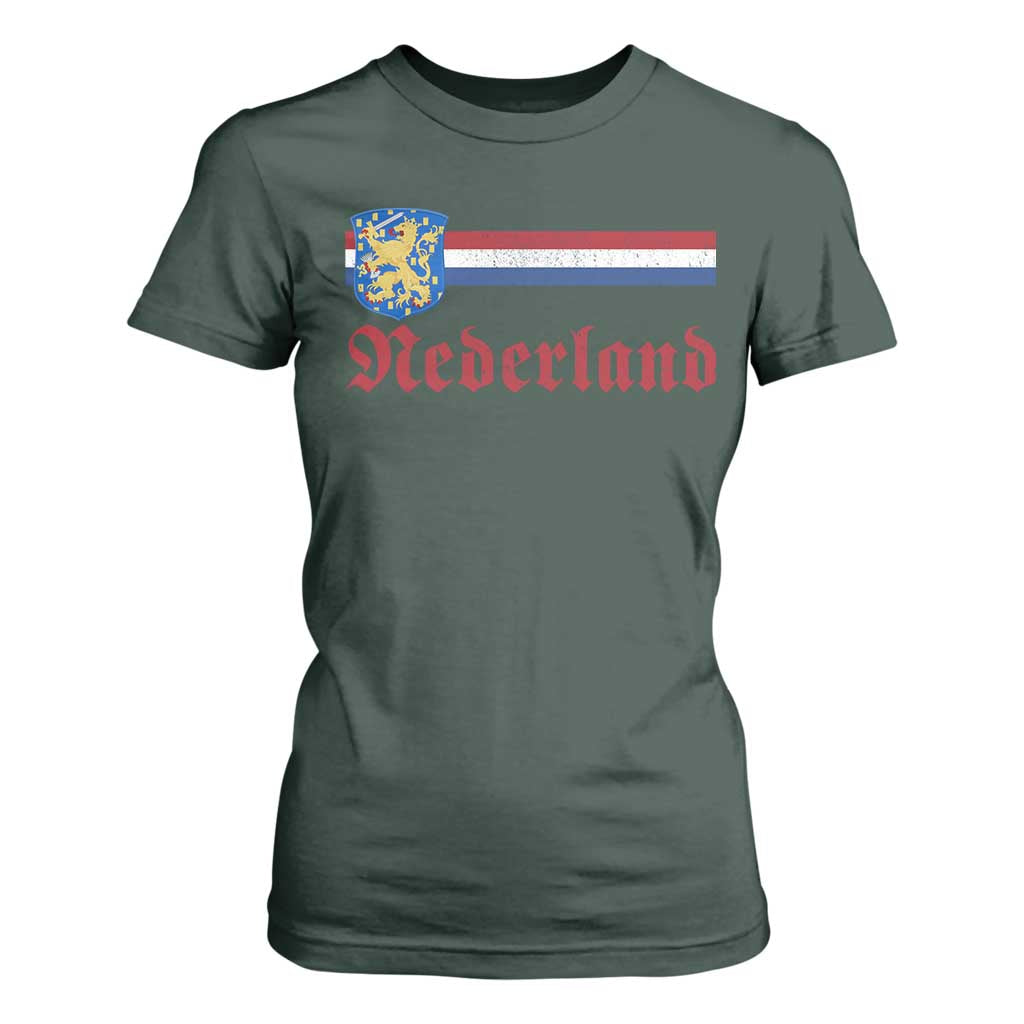 Nederland Holland Emblem Lion Vintage Dutch Flag T Shirt For Women