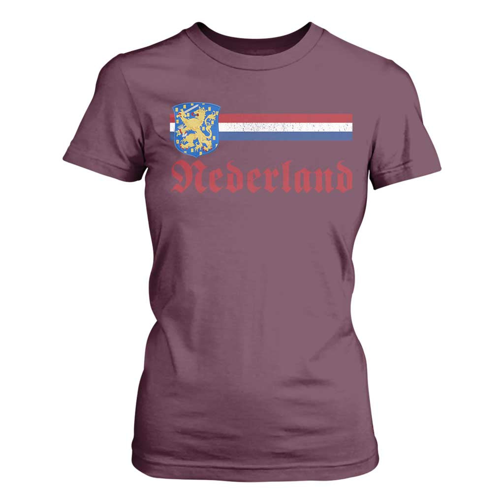 Nederland Holland Emblem Lion Vintage Dutch Flag T Shirt For Women