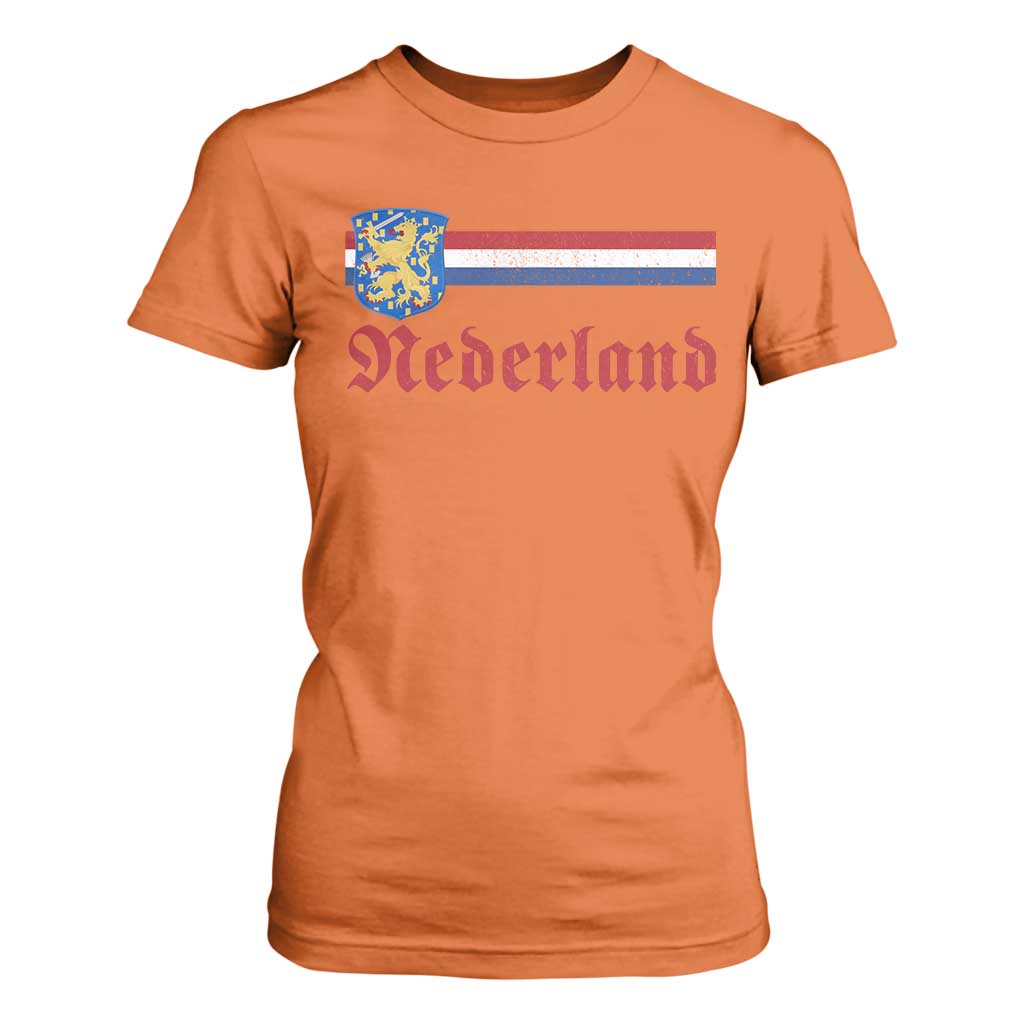 Nederland Holland Emblem Lion Vintage Dutch Flag T Shirt For Women
